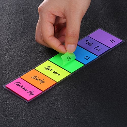 Pangda 560 Sheets Welcome Back to School Flags Index Tabs Sticky Notes Writable Labels Page Marker Bookmarks Text Highlighter Strips, 20 x 45 mm, 4 Sets, 7 Colors - Image 2