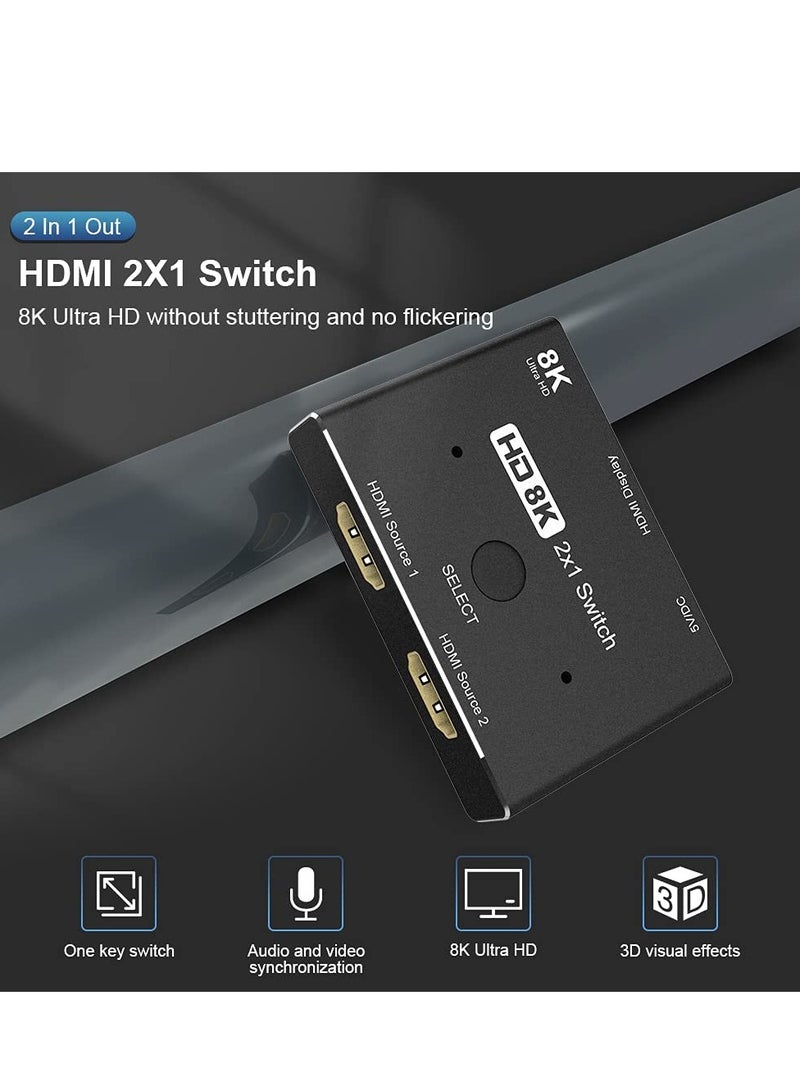 SOLARAE HDMI Ultra HD 8K 2.1 High Speed 48Gbps Directional Switch only 2 in 1 out@60Hz 4K@120Hz Converter Compatible with Computer Laptop Projectors Monitors - Image 5