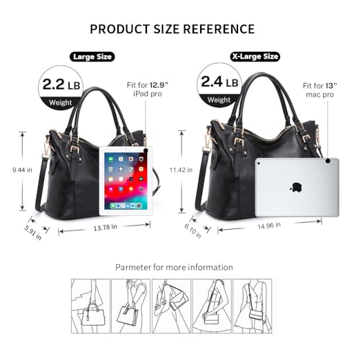 Kattee Leather Handbags Tote Shoulder Bag for Woman Satchel Designer Purse Top Handles Crossbody Bag Large Capacity - Image 3