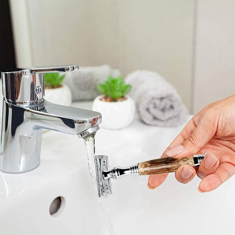 Grandslam Double Edge Safety Razor + 10 Blades Safety Razor with Handmade Long Natural Bamboo Handle Eco Friendly Safety Razors for Women/Men Ladies Shaver - Image 4