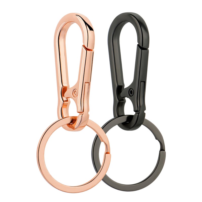 Wikavanli Metal Keychains Keyring Key Chain Ring Clip Holder Organizer for Home Car Keys Key Finder Women Men (2, Rose Gold Black) - Image 1