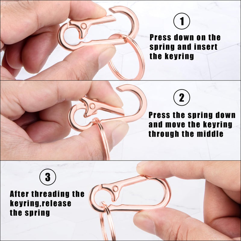 Wikavanli Metal Keychains Keyring Key Chain Ring Clip Holder Organizer for Home Car Keys Key Finder Women Men (2, Rose Gold Black) - Image 3