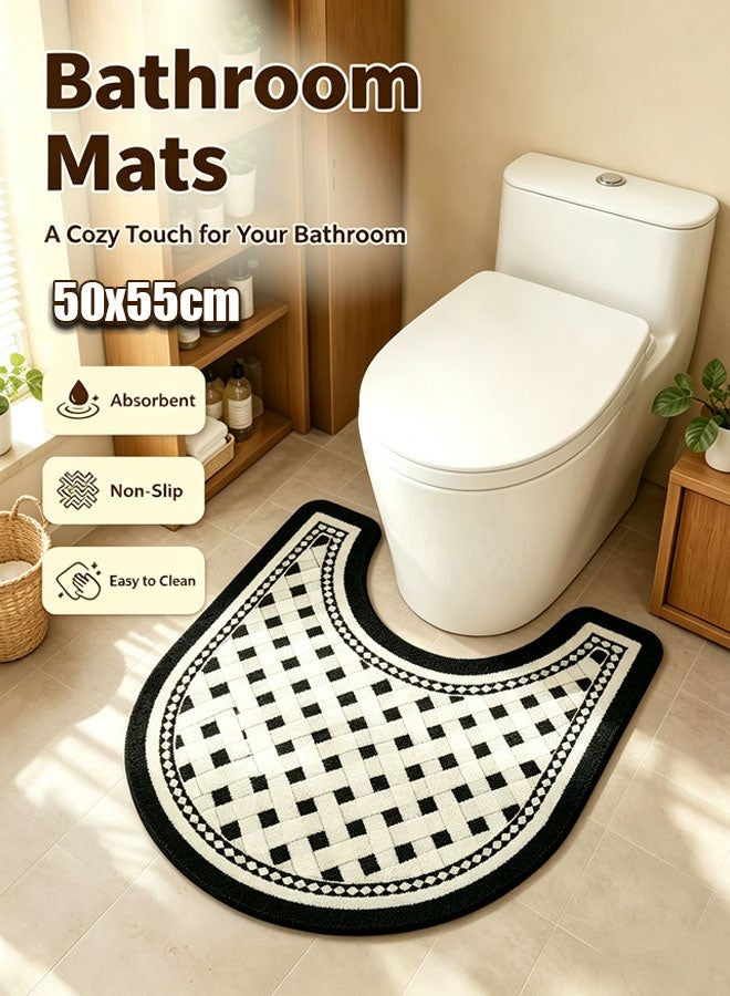 Bathroom Mats,Non Slip Toilet Bath Mat Set, Soft Comfortable Bath Mat,U-Shaped Toilet Rug Area Rug, Non-Slip Water Absorption Quick Drying Bath Rug, Non Slip Bath Mats for Bathroom, Water Absorbent, Washable Bath Rugs for Tub, Toilet and Floor - Image 1