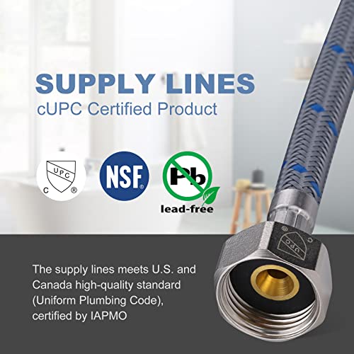 ARCORA 16” Length Faucet Hose Connects Bathroom Sink to Water Supply Braided Nylon Supply Line with 3/8" Female Compression x 1/2" Female Compression 2Pcs (1 Pair) - Image 3
