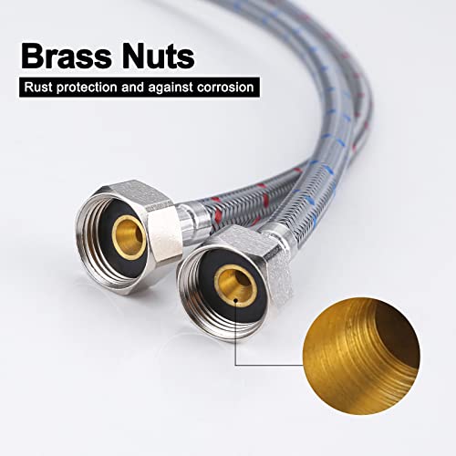 ARCORA 16” Length Faucet Hose Connects Bathroom Sink to Water Supply Braided Nylon Supply Line with 3/8" Female Compression x 1/2" Female Compression 2Pcs (1 Pair) - Image 5
