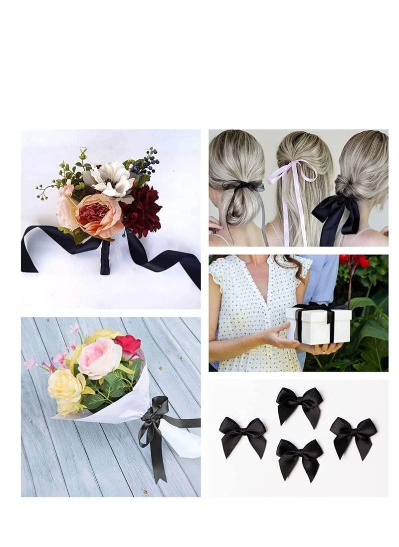 MARKQ - Black Satin Ribbon, 12mm x 25yd Double Faced Polyester Ribbon for Gift Wrapping, Party Favors, Wedding Decorations, Bow Making, Bouquets, Sewing Projects & Craft Supplies - Image 1