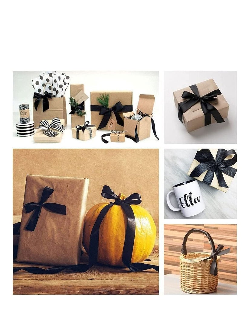 MARKQ - Black Satin Ribbon, 12mm x 25yd Double Faced Polyester Ribbon for Gift Wrapping, Party Favors, Wedding Decorations, Bow Making, Bouquets, Sewing Projects & Craft Supplies - Image 1
