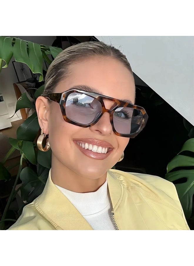 Generic - New Punk Vintage Sunglasses Women Party Oversized Sun Glasses Women Personality Simple Eyewear Retro Female Gafas De Sol-Lenses Color:C6-Frame Color:1PC - Image 1