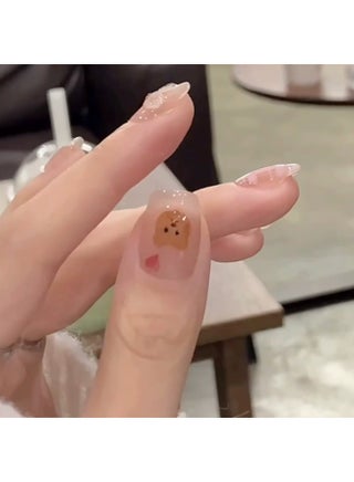 Honey Tea Bear Plaid Bow Press - on Nails for Sweet Preppy Style - view 2