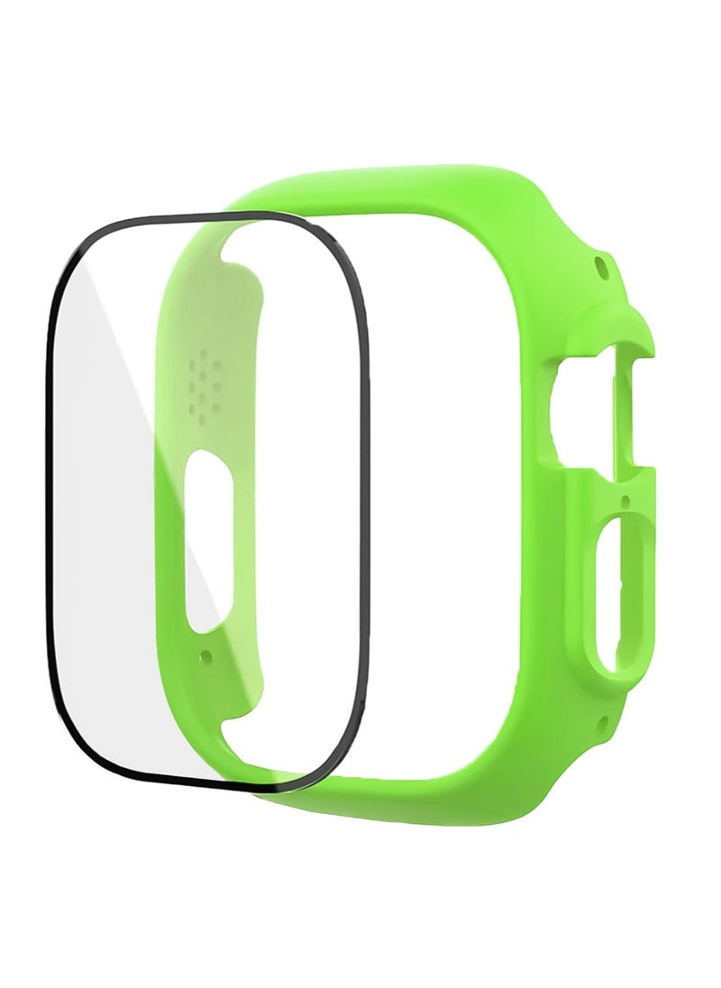 Generic - Band with Case For Apple Watch Ultra/Ultra 2 49mm,Adjustable Silicone Sport Wristband Replacement, Strap With Cover Built-in Glass Screen Protector for iWatch Ultra 49 mm (Neon Green) - Image 1