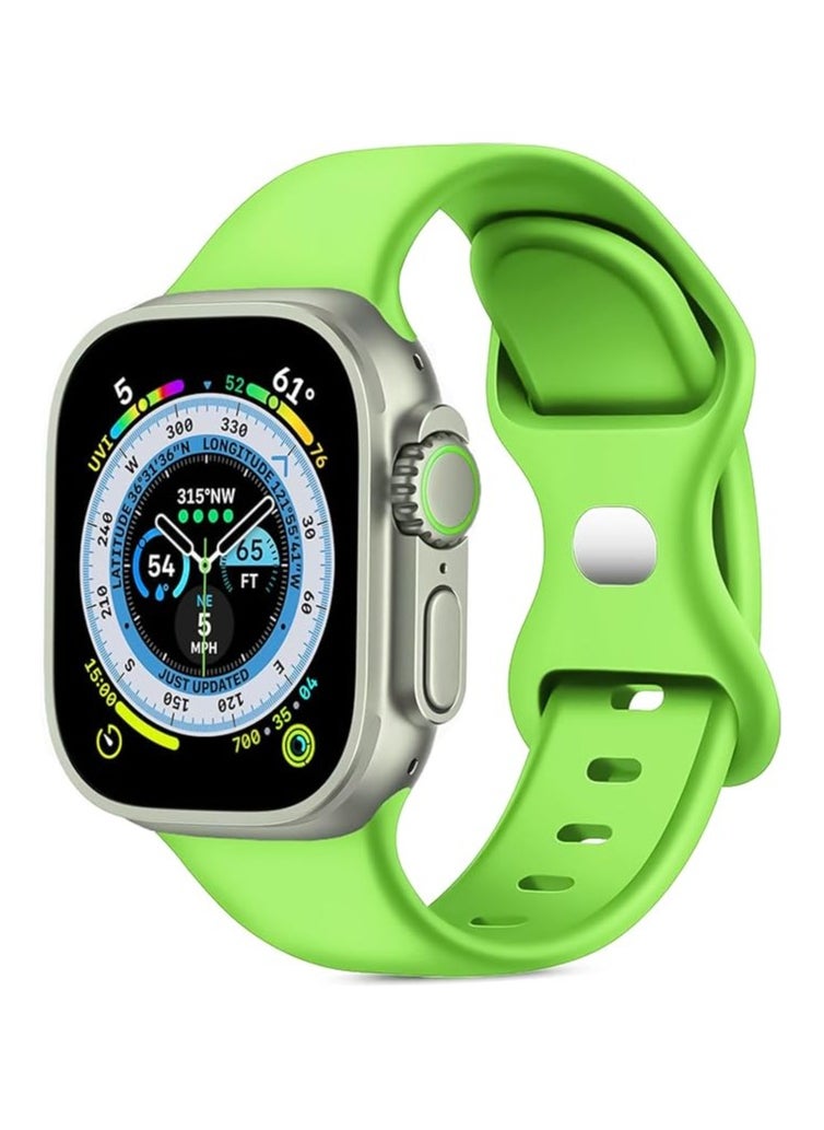Generic - Band with Case For Apple Watch Ultra/Ultra 2 49mm,Adjustable Silicone Sport Wristband Replacement, Strap With Cover Built-in Glass Screen Protector for iWatch Ultra 49 mm (Neon Green) - Image 1
