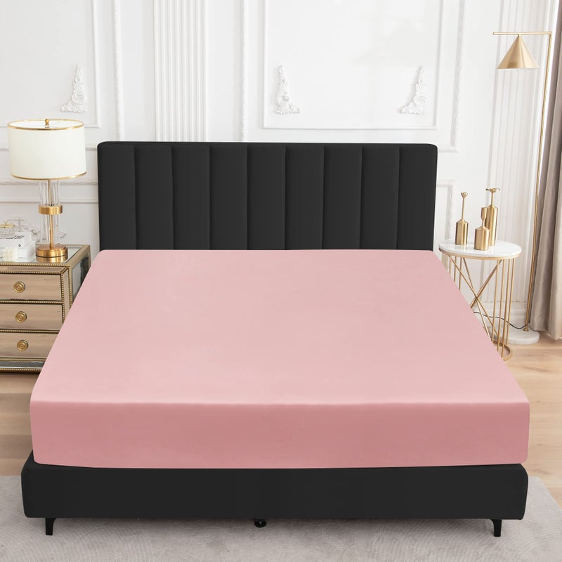Sufdari Queen Size Mattress Protector Waterproof Mattress Protector Fitted Sheet Style Mattress Cover with 18"" Deep Pocket Washable and Comfortable-Pink Queen - Image 2