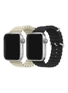 2Pack for Apple Watch Ocean Band 49mm 45mm 44mm 42mm Soft Silicone Loop Strap for iWatch Series Ultra/8/7/SE/6/5/4/3/2/1 Black/White