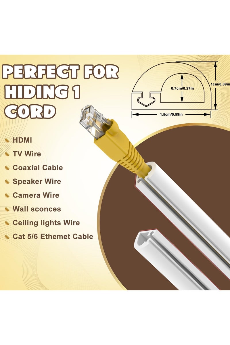 Wall Cord Hider 4M, Self Adhesive Cable Hider Cord Cover for Wires, Flexible Wire Cover Cable Raceway for Cord Management W0.59 H0.39in White - Image 2