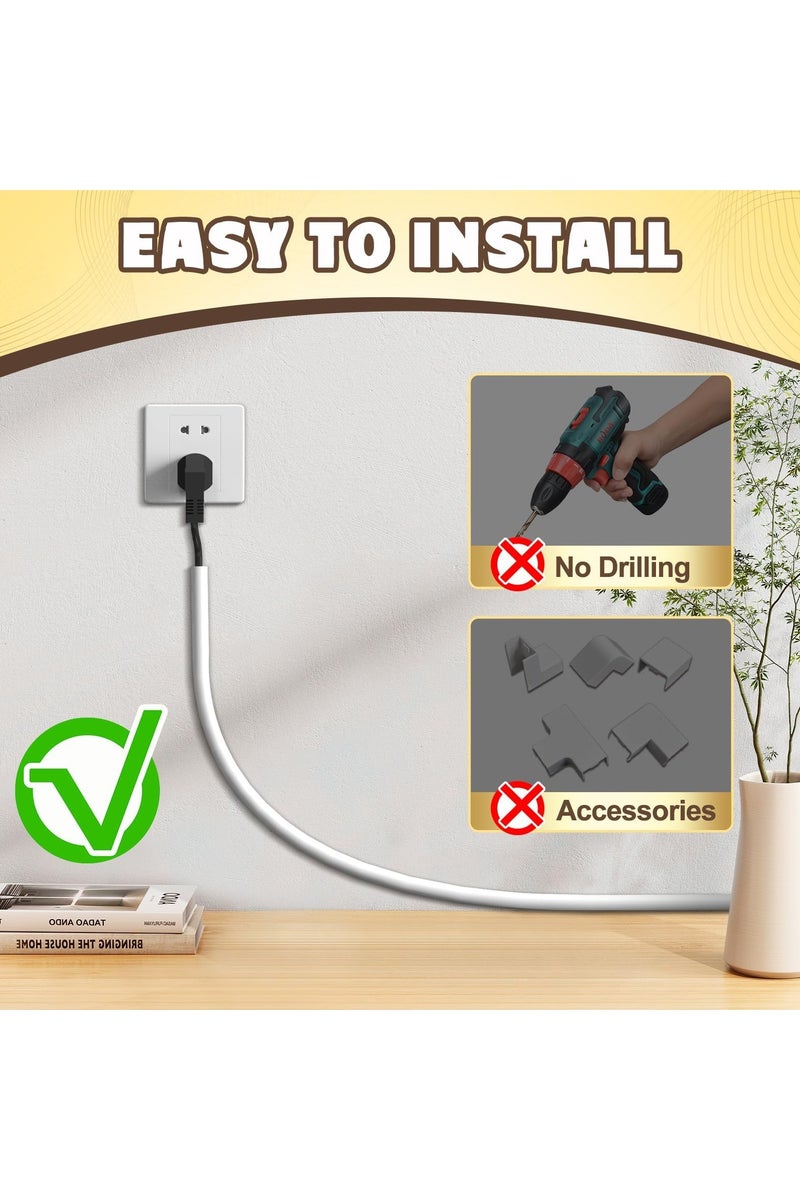 Wall Cord Hider 4M, Self Adhesive Cable Hider Cord Cover for Wires, Flexible Wire Cover Cable Raceway for Cord Management W0.59 H0.39in White - Image 4