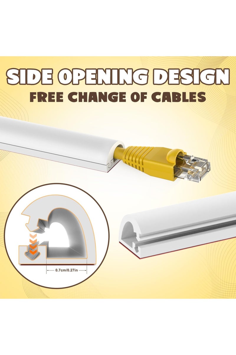 Wall Cord Hider 4M, Self Adhesive Cable Hider Cord Cover for Wires, Flexible Wire Cover Cable Raceway for Cord Management W0.59 H0.39in White - Image 5