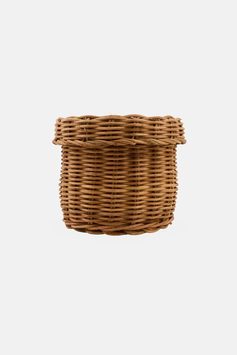 Muy Mucho Small Round Polypropylene Rattan Basket, Brown