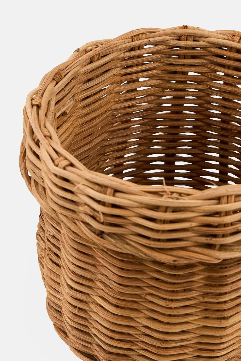 Muy Mucho Small Round Polypropylene Rattan Basket, Brown