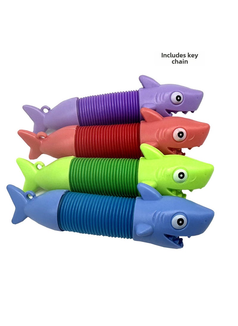 Expandable Pop Tubes Sensory Fidget Toys Shark decompression telescopic tube key chain (unit price is the price of one)