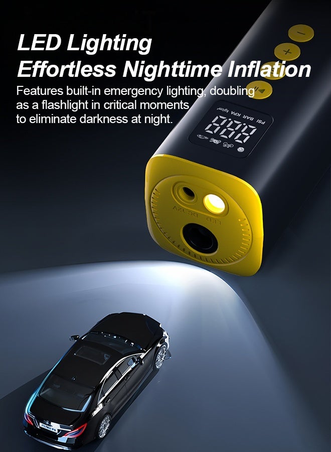 كارسن منفاخ إطارات السيارة، مضخة ضاغط هواء محمولة بجهد 12 فولت تيار مستمر - كابل بطول 3 أمتار، ضبط ضغط رقمي مسبق مع إيقاف تلقائي، ضوء طوارئ LED، حماية من الصمامات للسيارة والدراجة النارية - Image 4