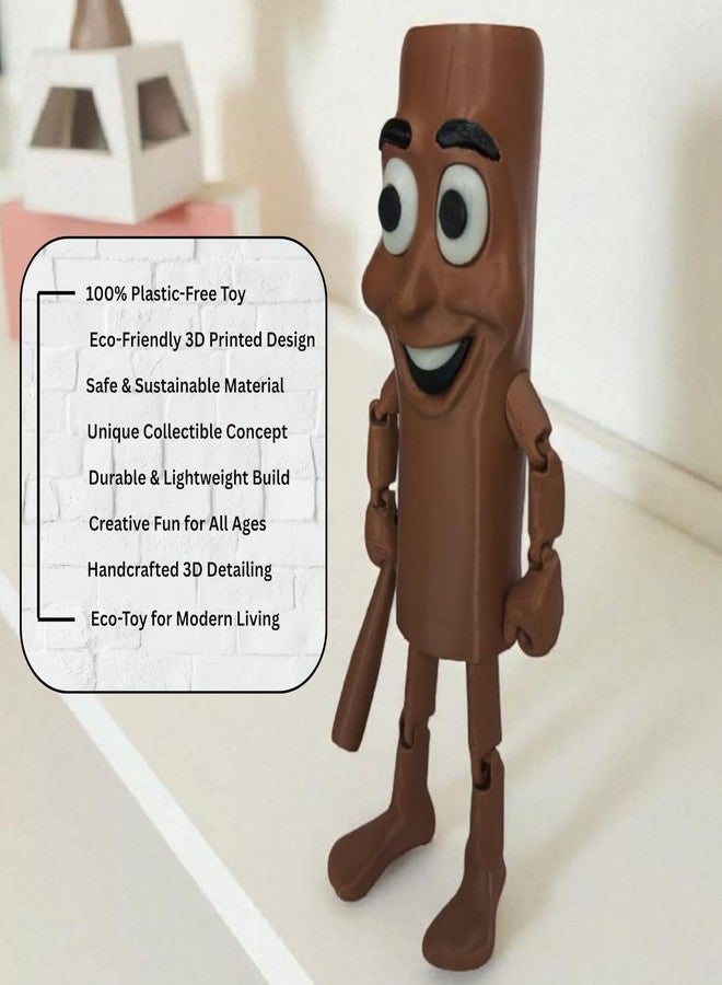Ekopedia Tung Tung Tung Sahur Action Figure Italian Brainrot Figurine 3D Printed Meme Toy Collectible | Viral Internet Meme Character Figurine 100% Plastic Free (7 Inch) - Image 2