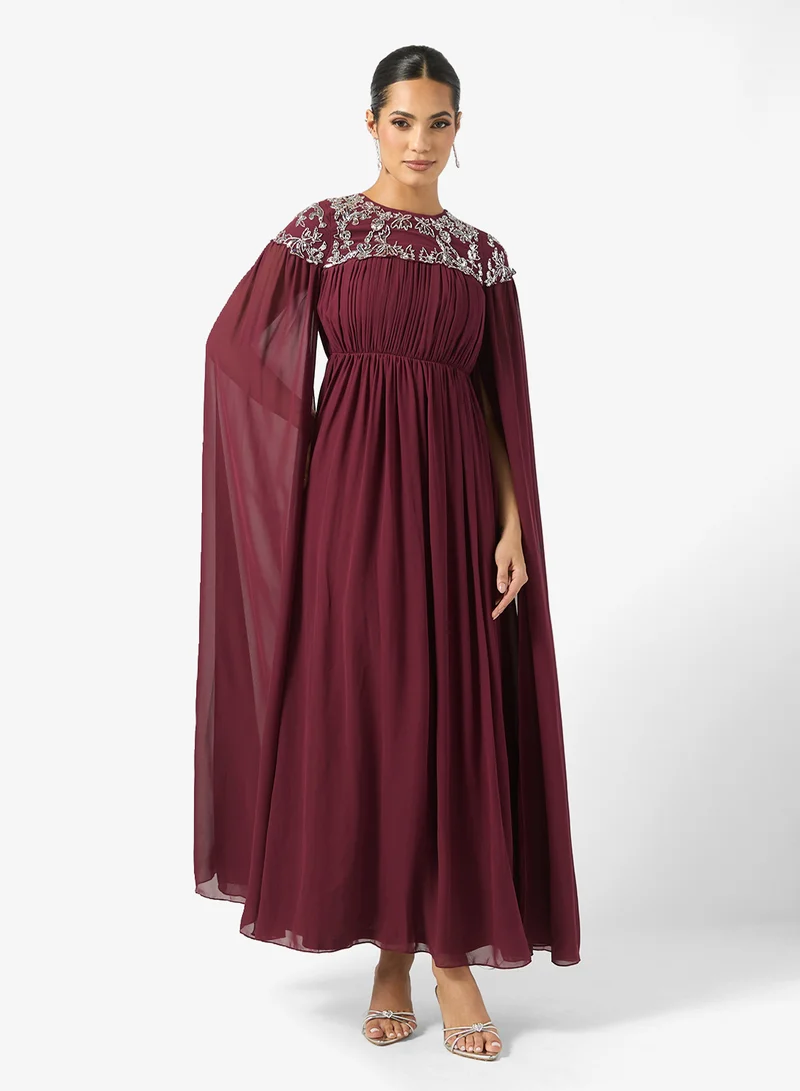 Frock and Frill Mesh Detailed Embellished Maxi Dress