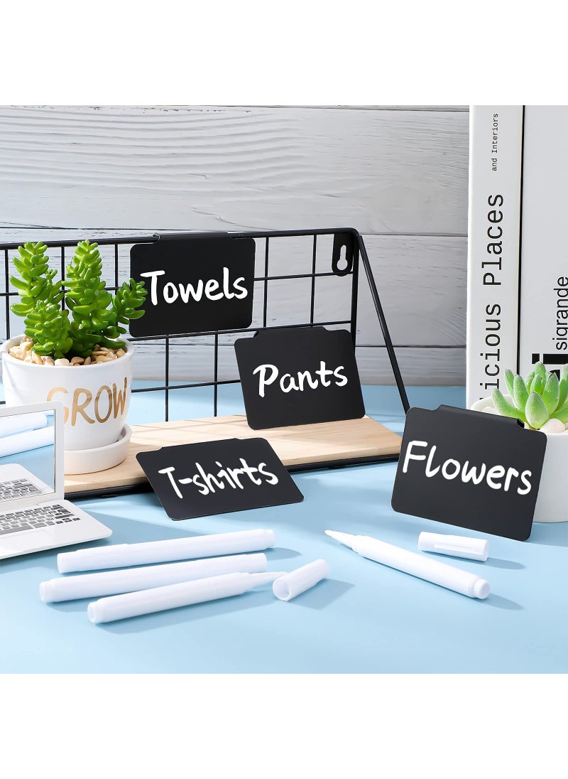 Outus 34 Pcs Plastic Basket Bin Label Clip on Removable Basket Label Clip with White Chalk Markers for Kitchen Pantry Storage Fabric Box Hanging Bin  - Image 5