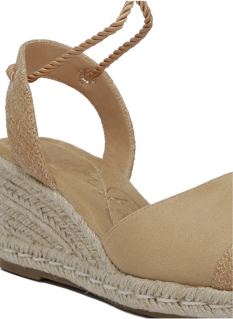 London Rag Lace-Up Crochet Espadrilles in Tan