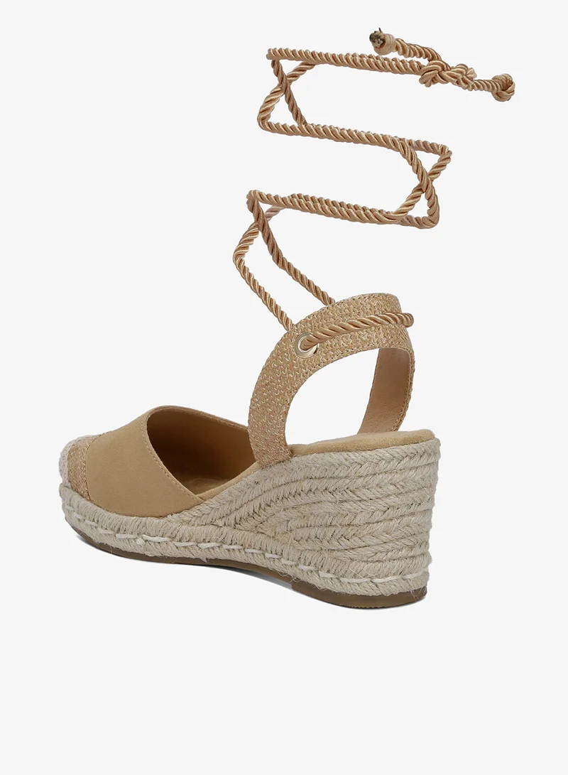 London Rag Tan Lace-Up Crochet Espadrilles in Tan for Women | Best Price UAE