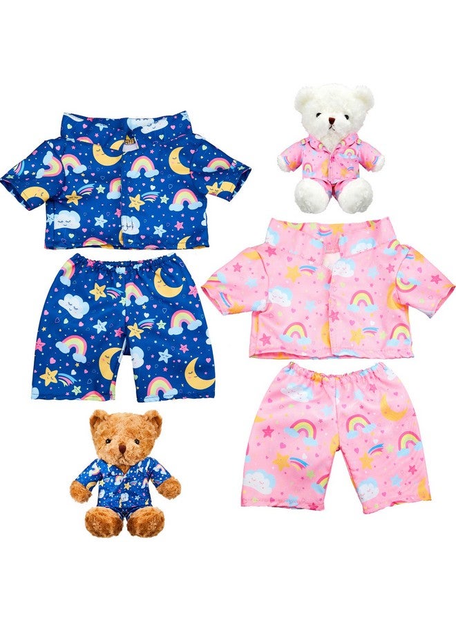 Civaner 2 Pack Blue And Pink Bear Clothes Outfit, Fit Most 12-16 Inch Bears Stuffed Animal Clothes Pajamas Plushie Clothes Clothes For Stuffed Animals, Pre-Kindergarten Toys(Rainbow Style) - Image 1