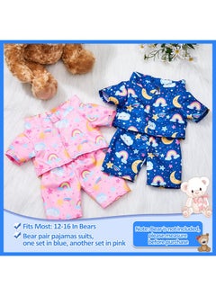 Civaner 2 Pack Blue And Pink Bear Clothes Outfit, Fit Most 12-16 Inch Bears Stuffed Animal Clothes Pajamas Plushie Clothes Clothes For Stuffed Animals, Pre-Kindergarten Toys(Rainbow Style)  - Image 2