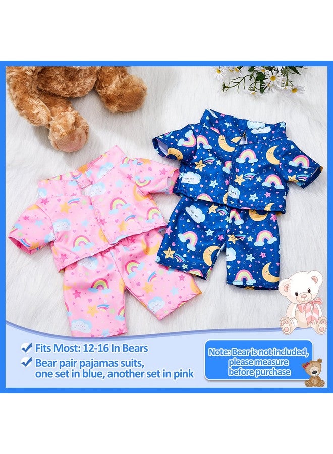 Civaner 2 Pack Blue And Pink Bear Clothes Outfit, Fit Most 12-16 Inch Bears Stuffed Animal Clothes Pajamas Plushie Clothes Clothes For Stuffed Animals, Pre-Kindergarten Toys(Rainbow Style) - Image 2