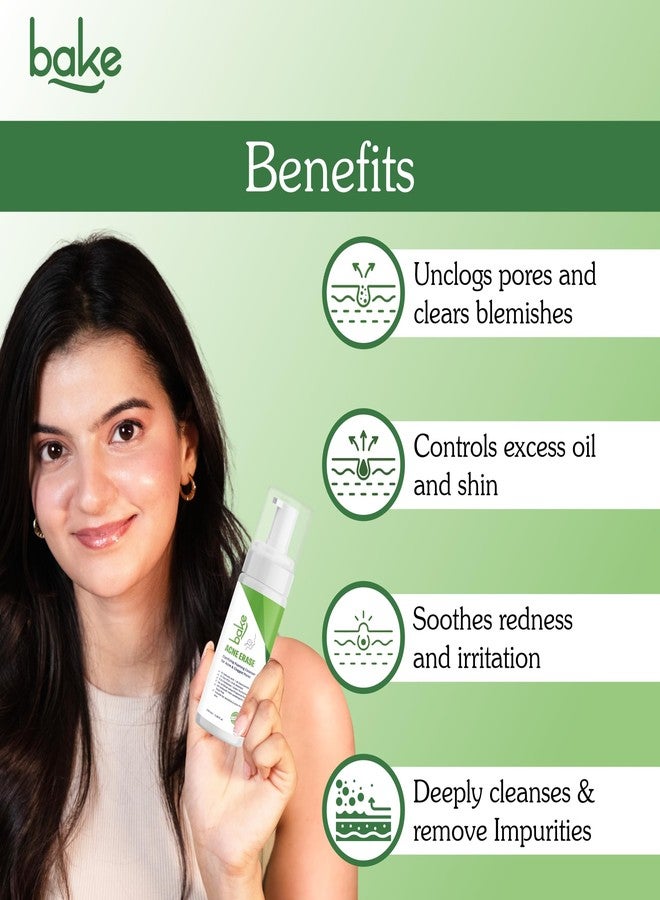 BAKE Acne Erase Foaming Face Wash with 2% Salicylic Acid & Niacinamide | Oil Control, Unclogs Pores, Clears Acne & Blemishes | Gentle Foaming Cleanser for Oily, Acne Prone & Sensitive Skin - 100ml (1, Acne Erase) - Image 3
