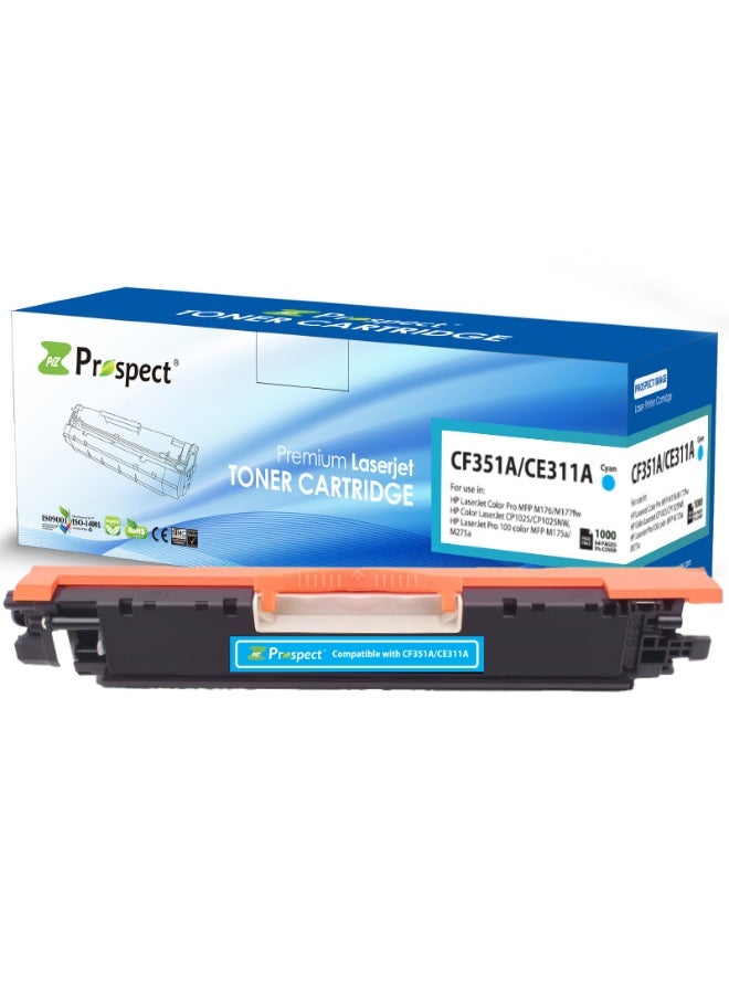Prospect Toner 130A / 126A Cyan Laser Compatible with HP Models 130A CF351A / 126A CE311A for Printers HP Color LaserJet Pro MFP M176/M177fw/CP1025/CP1025NW,Pro 100 color/MFP M175a/M275a ( Cyan ) - Image 1