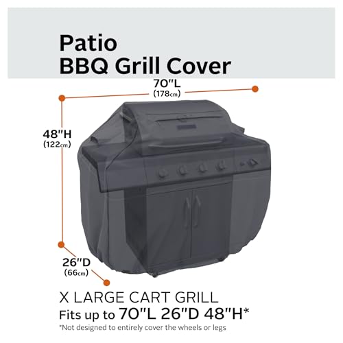 Classic Accessories Ravenna Water-Resistant 70 Inch BBQ Grill Cover, Black - Image 3