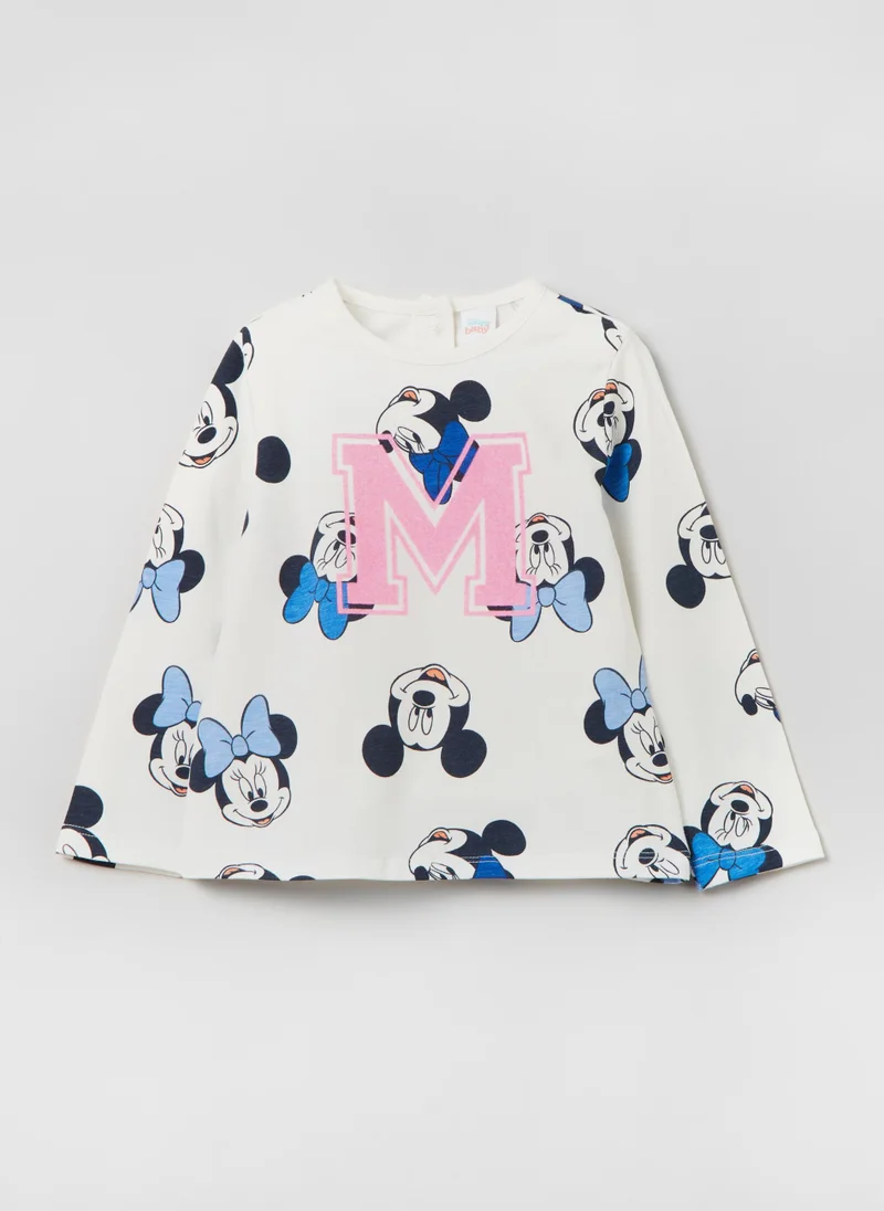 او في اس Ovs Disney Minnie And Mickey Mouse T-Shirt With Long Sleeves