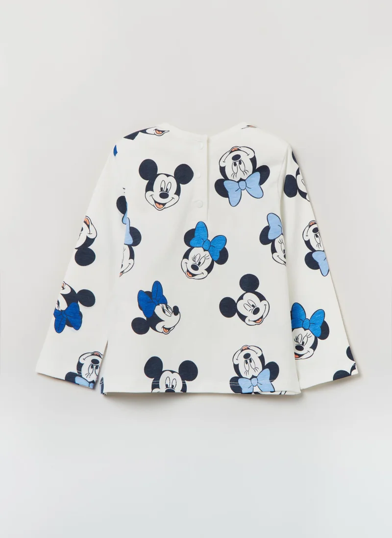 او في اس Ovs Disney Minnie And Mickey Mouse T-Shirt With Long Sleeves