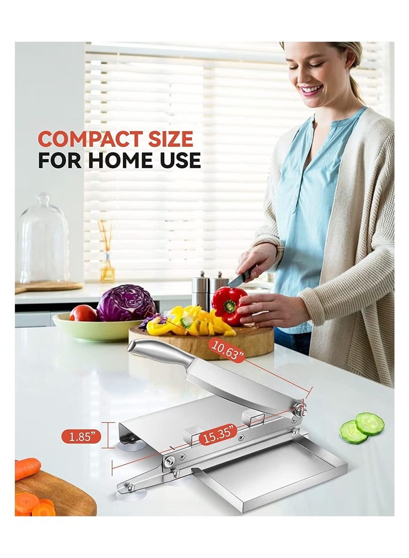 أورلينيك قطاعة لحم مجمد يدوية من ORLENIC من الستانلس ستيل – آلة تقطيع طعام بسماكة قابلة للتعديل لتقطيع اللحم البقري والضأن والدجاج للاستخدام المنزلي والهوت بوت - Image 2