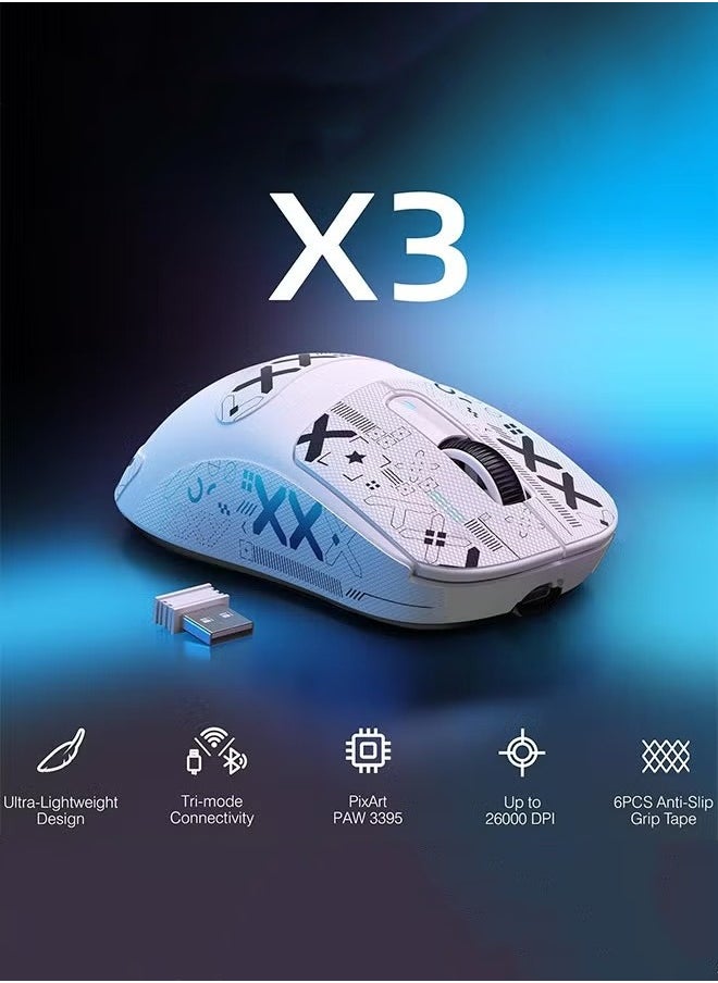 Attack Shark X3 Lightweight Wireless Gaming Mouse with Tri-Mode 2.4G/USB-C Wired/Bluetooth,Up to 26K DPI, PAW3395 Optical Sensor,5 programmable Buttons for PC/Laptop/Win/Mac  - Image 2