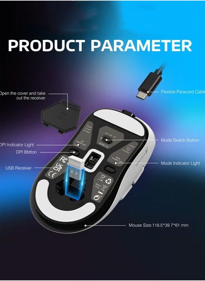 Attack Shark X3 Lightweight Wireless Gaming Mouse with Tri-Mode 2.4G/USB-C Wired/Bluetooth,Up to 26K DPI, PAW3395 Optical Sensor,5 programmable Buttons for PC/Laptop/Win/Mac  - Image 5