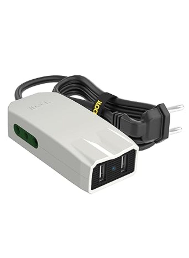 iLOCK Mini Charger Pro Power Strip with 2 USB Type-A Ports and 2 Power Outlets – Fast Charging – 1.5 m – White - Image 4