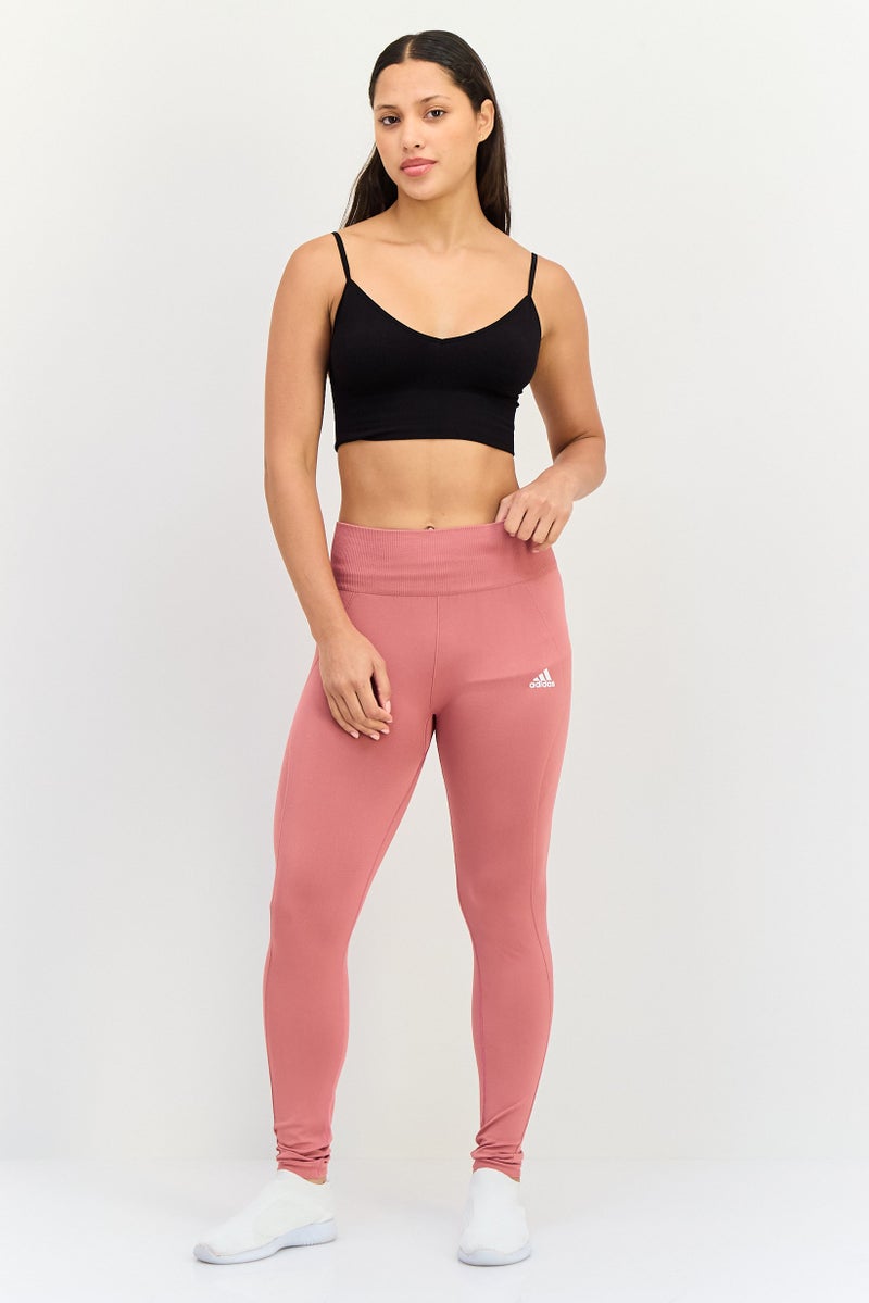 Adidas  leggings خارجية ضيقة تناسب النساء بشعار العلامة التجارية 7/8، وردي - Image 2