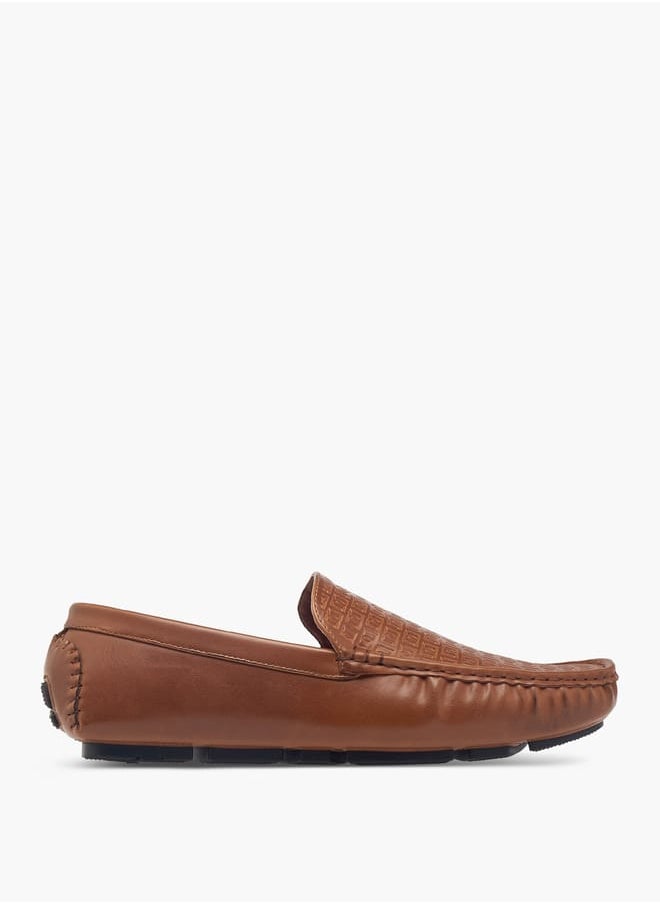 DUCHINI Men's Monogram Textured Slip-On Moccasins  - Image 3