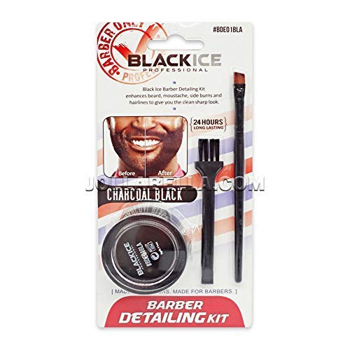 Black Ice Barber Detailing Kit Enhance Beard Mustache Sharp Hairline Brush Color Darkest Brown