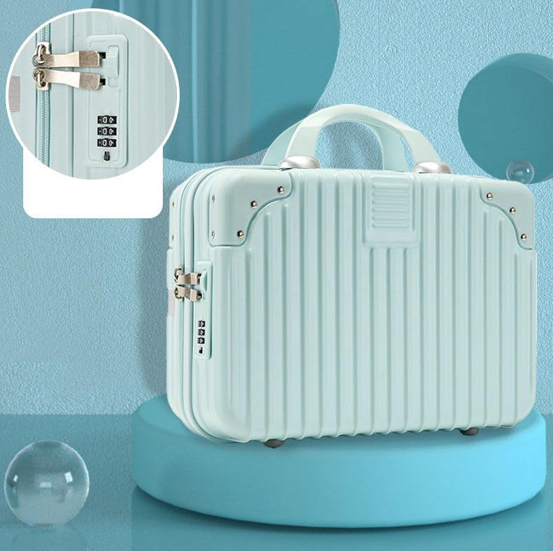 SUNBEET Portable Hard Shell Cosmetic Travel Case, Small Travel Hand Luggage with Elastic Band, Mini ABS Carrying Makeup Case Suitcase (B-Pista ) - Image 2
