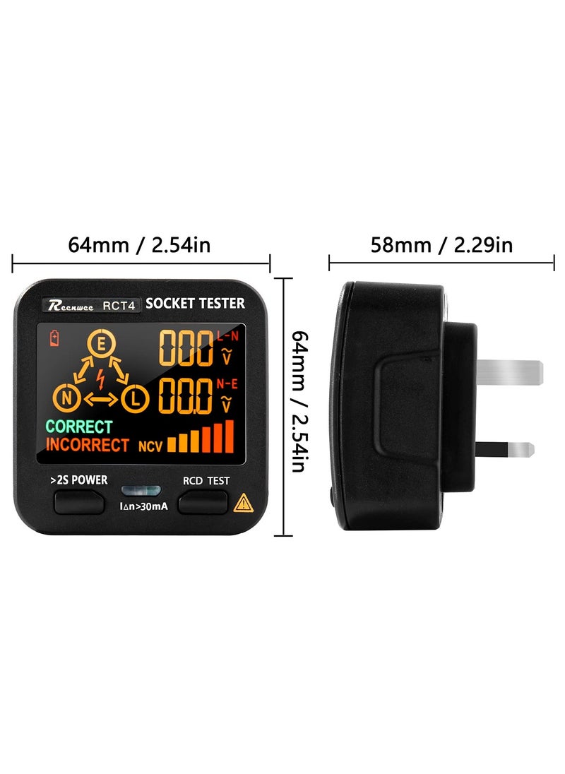 KASTWAVE - Outlet Tester, LCD with Voltage Display, RCD Socket Tester Circuit Analyzer, Standard 0.1-250V Outlets 8 Visual Indications, Polarity Detector Leakage Tester Electricity Line Fault Checker - Image 1