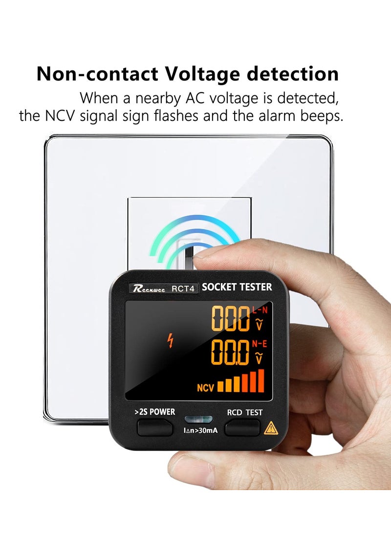 KASTWAVE - Outlet Tester, LCD with Voltage Display, RCD Socket Tester Circuit Analyzer, Standard 0.1-250V Outlets 8 Visual Indications, Polarity Detector Leakage Tester Electricity Line Fault Checker - Image 1