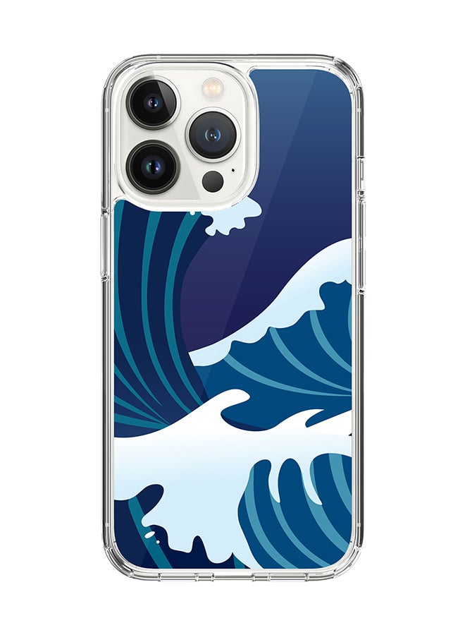 Stylizedd Classic Clear Case for Apple iPhone 15 Pro Hybrid Soft Case Flexible Edges Anti Drop TPU PC Gel Thin Transparent Cover - Japanese Sea Full Print - Image 1