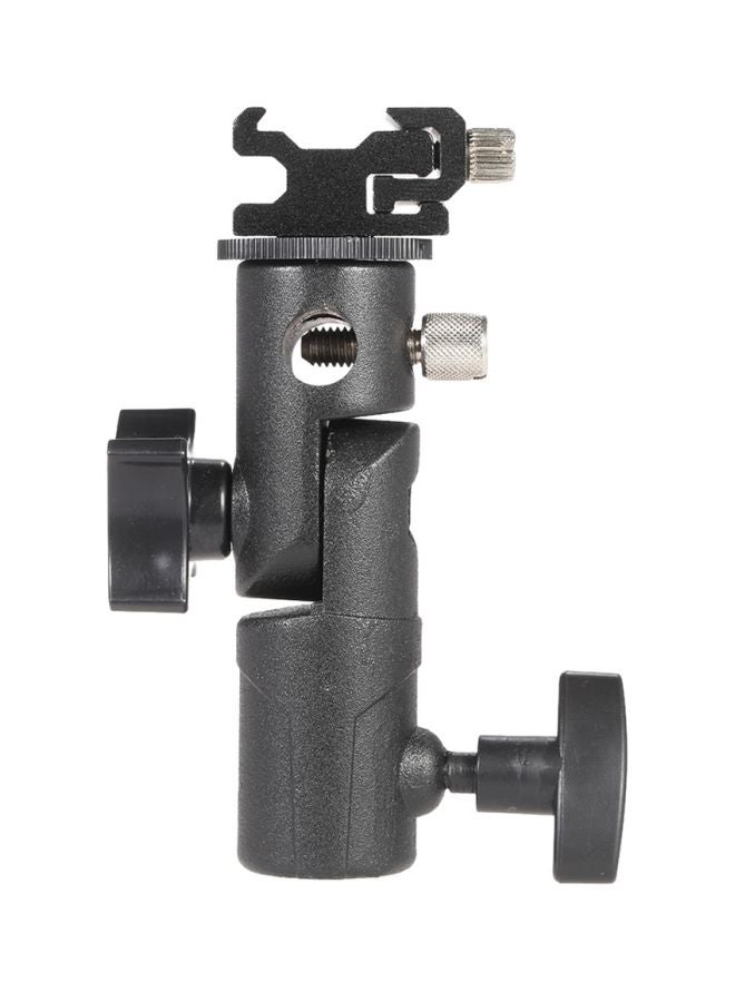 NIBEMINENT E Shaped Metal Hot Shoe Flash Speedlite Bracket Holder Black/Silver 