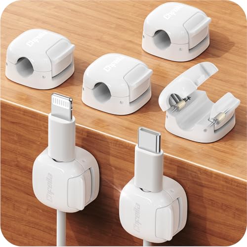 Chfeila 6Pack Cord Organizer Chfeila Spring Cable Clips 1s Lock Cable Management Cute Cord Holder for Nightstand Home Office Desk Accessories Workspace College Dorm Essentials Aesthetic Teen Room Decor - Image 1